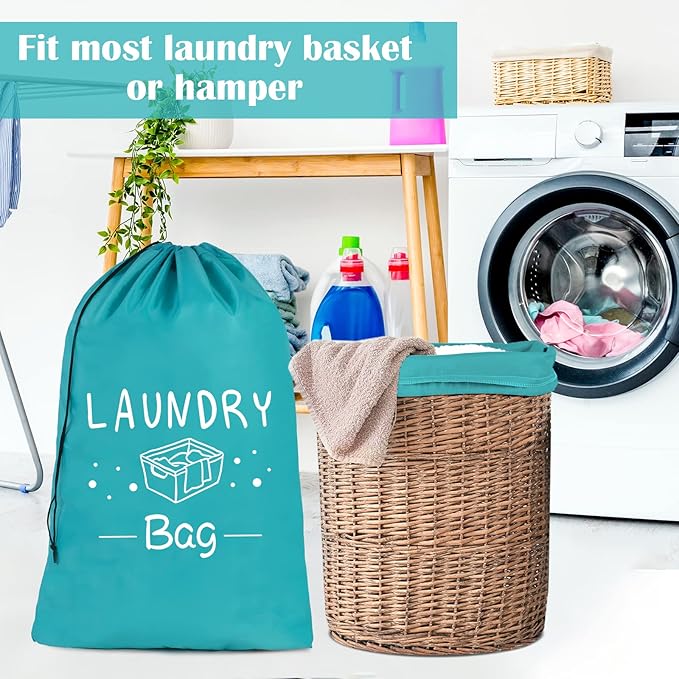 Sylfairy 2 Pack Extra Large Travel Laundry Bag, Dirty Clothes Organizer with Drawstring,Heavy Duty Travel Laundry Bags,Easy Fit a Laundry Hamper Travel Essentials