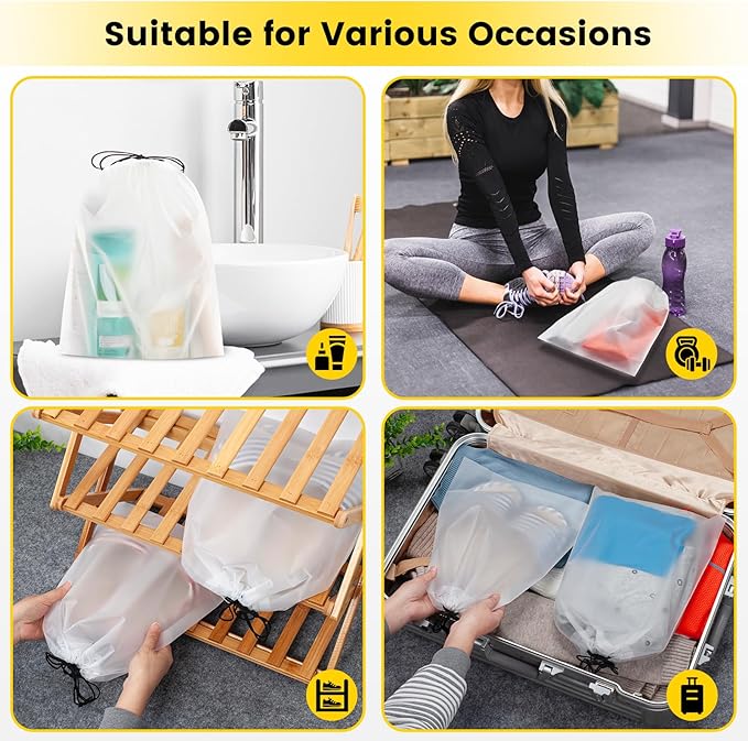 Vorspack Shoe Bags for Travel - 20 Pcs Transparent Drawstring Backpack Travel Shoe Bag Clear Drawstring Bag Large Shoe Organizer with Rope Travel Essentials for Men Women