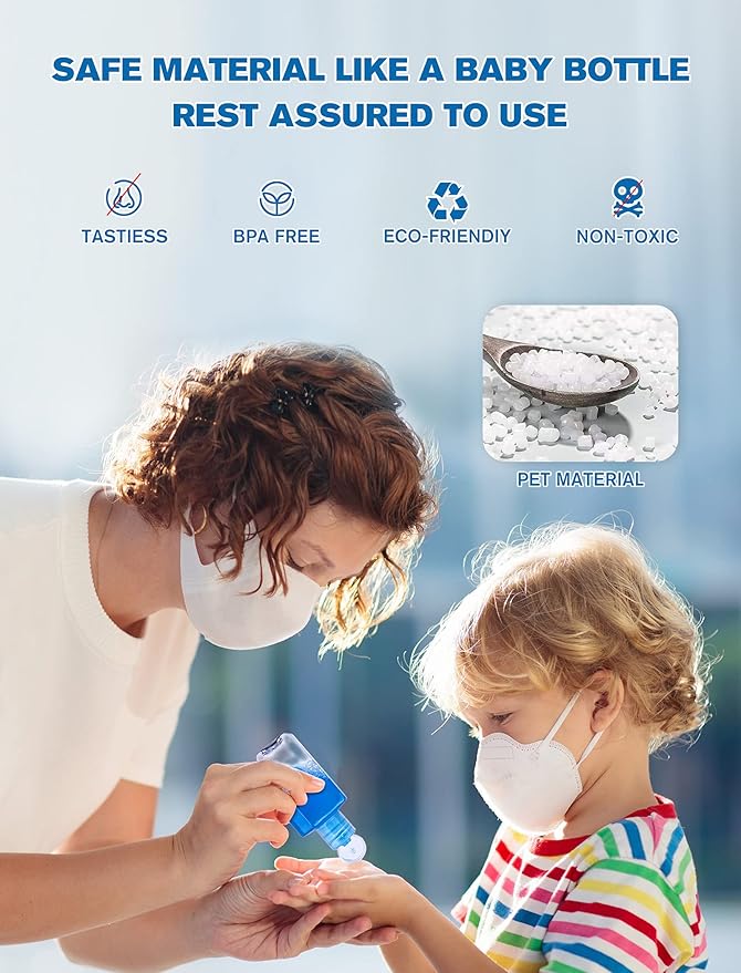 Empty Hand Sanitizer Travel Size Bottles, 2oz, 50 Pack, Plastic Clear Refillable Flip-Top Containers for Shampoo, Baby Shower
