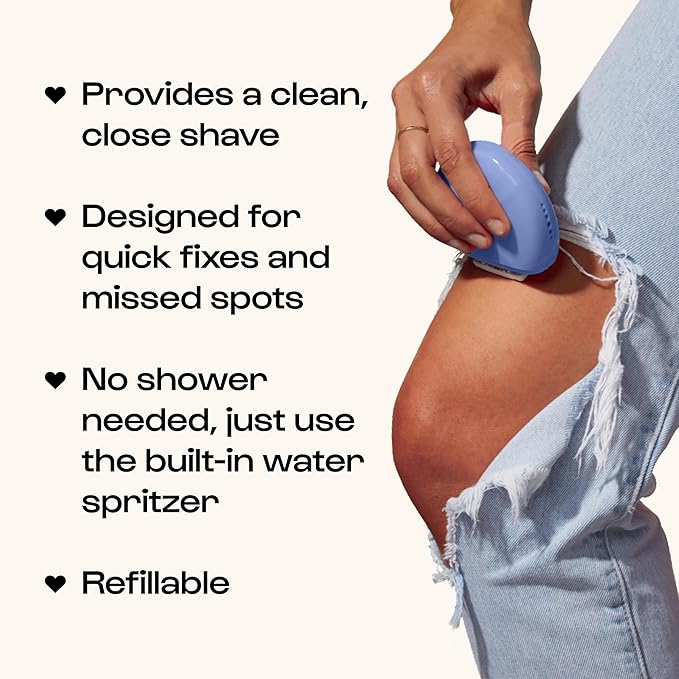 Alleyoop Portable Travel Razors For Women - Perfect For Touch Ups On-The-Go - Includes Refillable Blades, Moisturizing Bar & Water Spray Bottle - Safe For All/Sensitive Skin Types (Periwinkle)