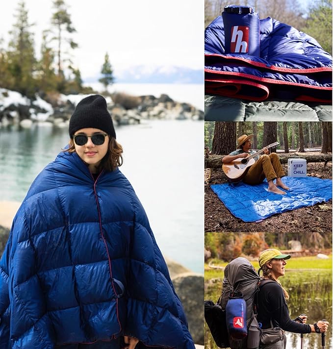 Horizon Hound Down Camping Blanket 650 Fill Power - Ultralight Backpacking Quilt (1lb 6oz) Warm & Water-Resistant 20D Nylon Shell for Outdoors, Camping, Hiking, Travel, & Stadium - Packable
