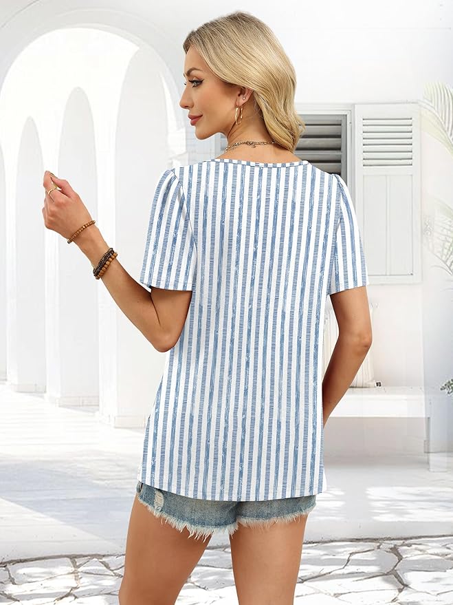WIHOLL Womens Summer Tops Short Sleeve Shirts Square Neck Spring Outfits 2026 Fashion Clothing Blouses