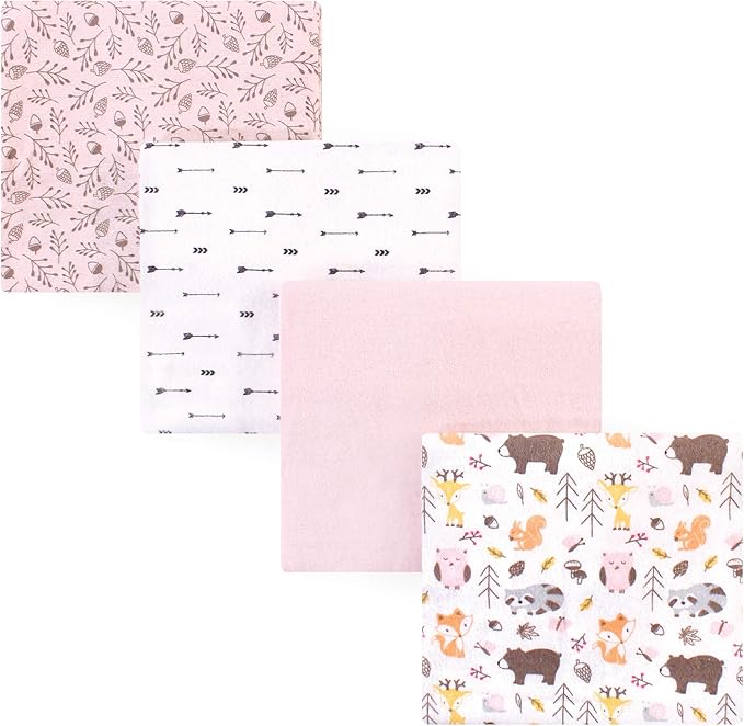 Hudson Baby Unisex Baby Cotton Flannel Receiving Blankets, Girl Pinecone, One Size