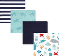 Hudson Baby Unisex Baby Cotton Flannel Receiving Blankets, Sea Characters, One Size