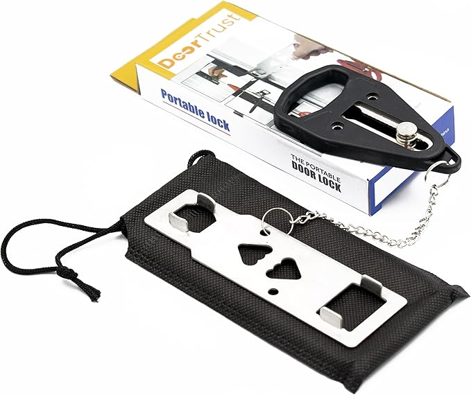 Portable Door Lock for Added Security & Safety. Ideal for Privacy & Protection at Home, Bedroom, School Dorm Room and Hotel. Essential to Travelers, Homeowners & Renters - 2 Pack