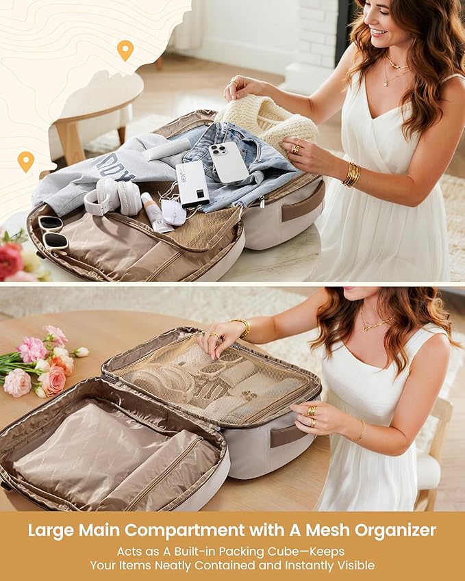 LOVEVOOK 40L Travel Backpack for Women, Airline Approved Carry On Luggage, TSA Personal Item Bag fits 15.6 Inch Laptop, Weekender Overnight Suitcase for Work
