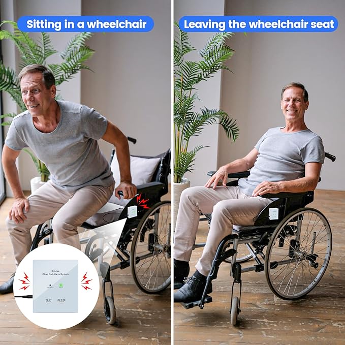 Chair Alarm for Elderly & Dementia Patients, Briidea Wheelchair Alarm with Sound & Light Alerts, Fall Prevention, Easy to Clean, Enhanced Safety Protection