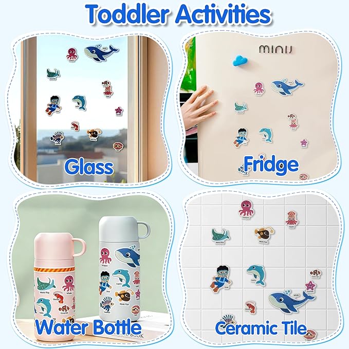 6 Sets Reusable Sticker Book for Kids, Puffy Jelly Stickers for Toddlers, Travel Essentials Craft Activities Toys for Boys Girls Birthday Gifts