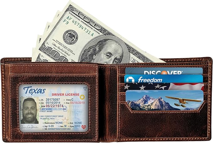 BULL GUARD RFID Blocking Bifold Wallets for Men with 2 ID Windows and 10 Credit Cards Slots Premium Security Full Grain Leather High Capacity Credit Card Wallet