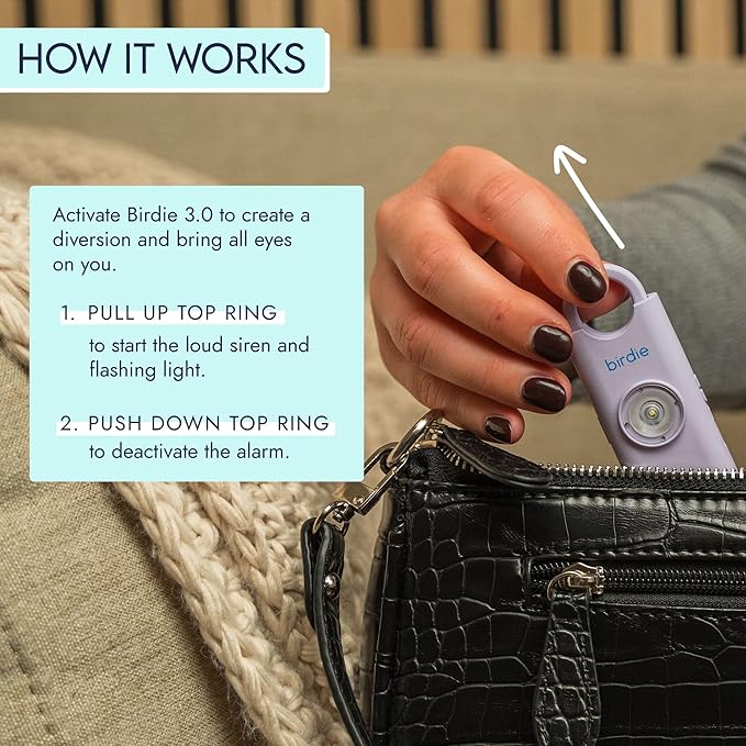 She’s Birdie 3.0 New Version – The Original Personal Safety Alarm for Women by Women–Loud Siren, Flash Light and Rechargeable Battery in a Variety of Colors (Metallic Indigo Blue)