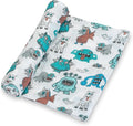 LollyBanks Muslin Swaddle Blankets, 100% Cotton Soft and Breathable Baby Blanket for Boys, 47 x 47 Inches Receiving Blankets, Lightweight Newborn Swaddles, Nursery Must Haves (Monsters Print)