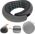 Travel Neck Pillow for Airplane - 100% Memory Foam 360° Ergonomic Support - Adjustable Velcro, Washable Velvet Cover & Compact Storage Case - Flight Essentials for Sleeping(Grey)
