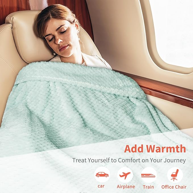 Tirrinia Travel Blanket Compact with Bag, Soft Lightweight Wearable Blanket with Foot Pockets, Airplane Travel Essential Gift