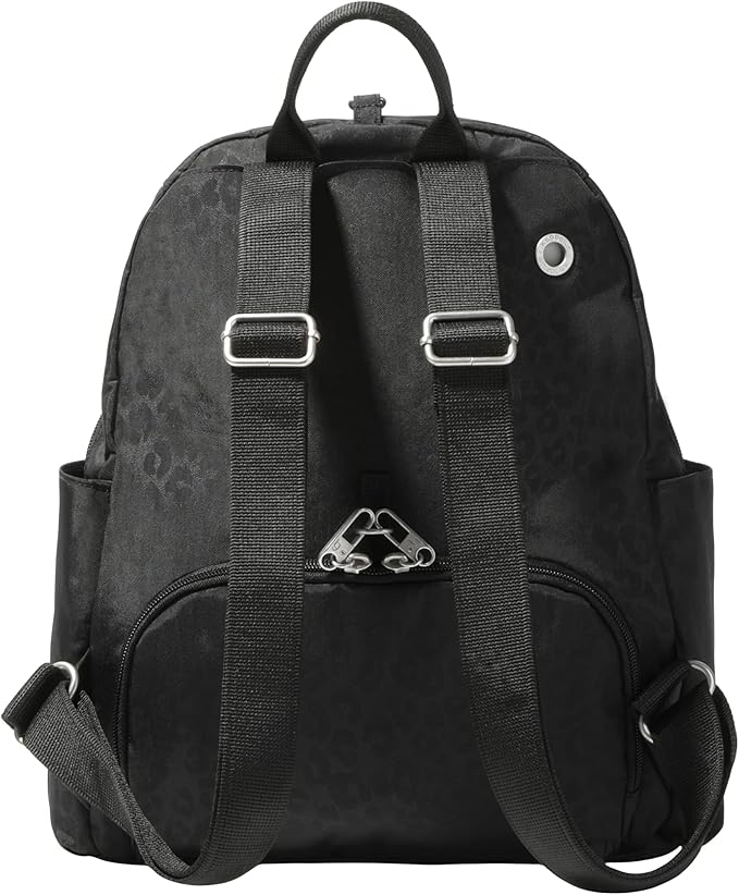 Securtex® Anti-theft Vacation Travel Backpack 10x13" Slash-Resistant Nylon Daypack w/RFID, Black Cheetah