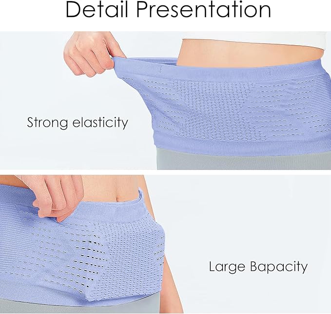 Adorila Slim Running Belt, No-Bounce Hidden Waist Pack with 360° Opening for Soft Flask, Cellphones, Keys or Gels, Purple, Medium