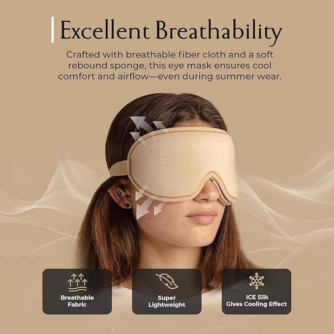 Anemone Sleep Mask for Women – Zero Pressure Fit, Ultra Soft Lycra, 100% Blackout Eye Cups, Memory Foam Earplugs + Travel Pouch Included
