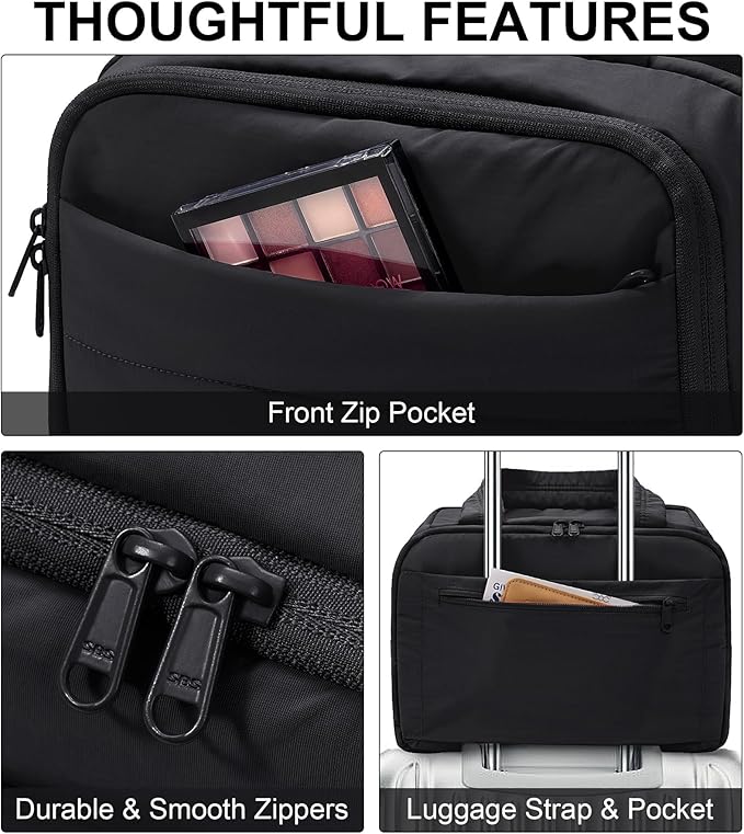 Bagstellar Travel Toiletry Bag for Women, Lightweight Large Quilted Puffy Makeup Bag Wide-open Make up Organizer Cloud Cosmetic Bag w/Handle for Traveling, Toiletries, Essentials, Accessories, Black