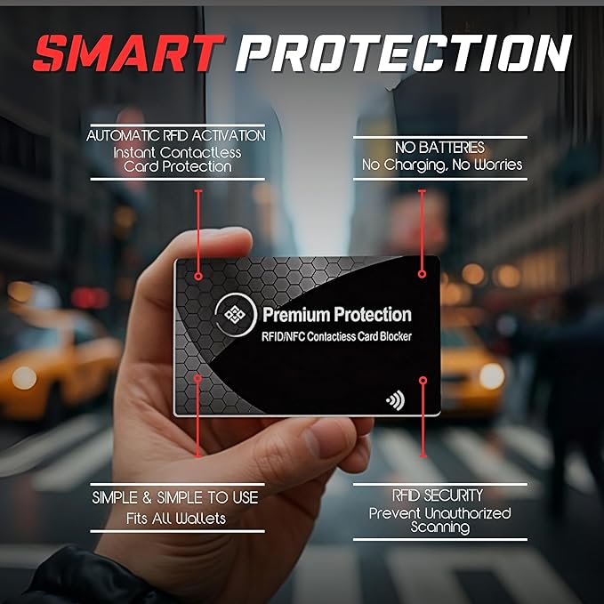 KF-Premium RFID Blocking Card (2 Pack) - Ultra Thin Debit & Credit Card Protector - Anti Theft & Fraud Contactless NFC Card Blocker - Passport Wallet Defender for Men & Women (Black)