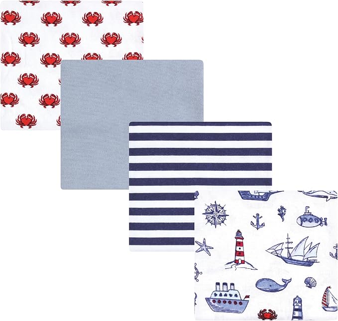 Hudson Baby Unisex Baby Cotton Flannel Receiving Blankets, Lighthouse, One Size (Pack of 2)