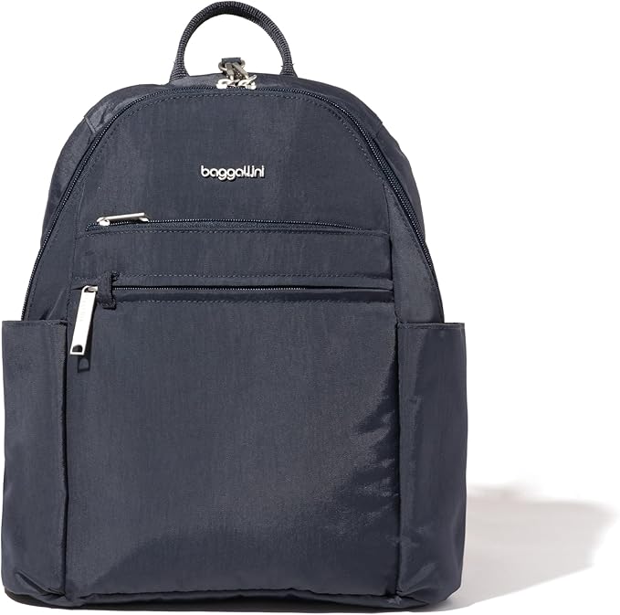 Baggallini Securtex® Anti-theft Vacation Travel Backpack 10x13 Slash-Resistant Nylon Daypack w/RFID, French Navy