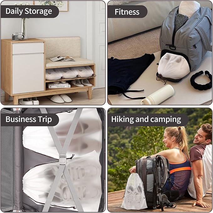 20 Pack Shoe Bags - 15.7" x 11.8" Clear Large Waterproof Portable Drawstring Shoe Storage Bags for Packing Travel Essentials