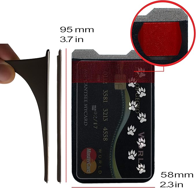 Phone Wallet - Adhesive Card Holder - Cell Phone Pouch - Stick on Lycra Pocket by Gecko - Carry Credit Cards and Cash