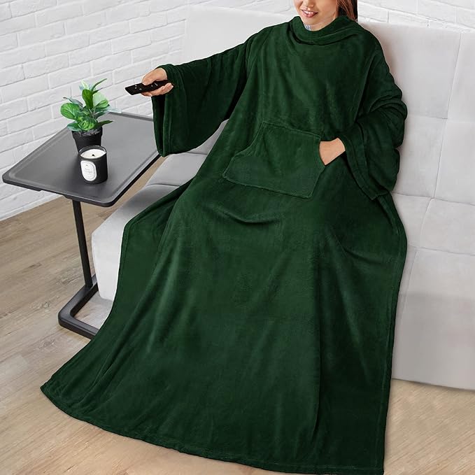 PAVILIA Blanket with Sleeves for Adult Women Men, Soft Warm Wearable Blanket Fleece Wrap Throw, Robe Blanket Gift