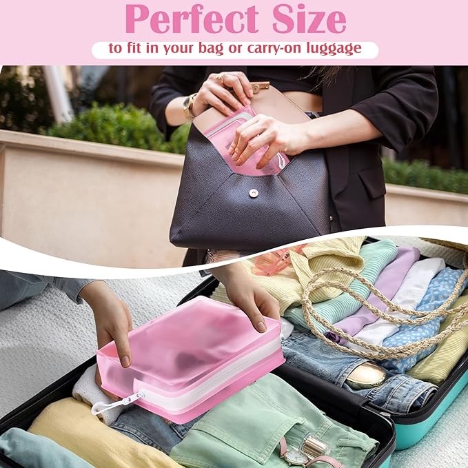 4 Pack TSA Approved Travel Toiletry Bags Frosted Translucent Leak-proof Cosmetic Makeup Bags for Women Men Travel Organizer Airport Security(Red,6.7 x 5.5 x 1.8 Inch)