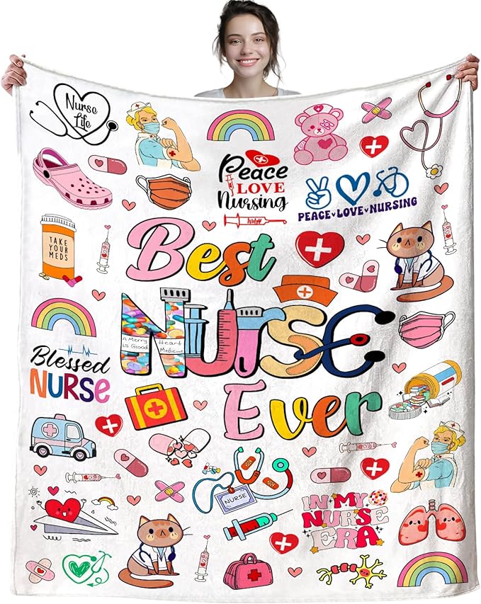 Nurse Blanket Appreciation Gifts for Women Nursing Student,Nurse Essentials Nurses Week Day Throw Blankets,LPN RN Gifts for Nurses Practitioner Mom Girls 60"x50"