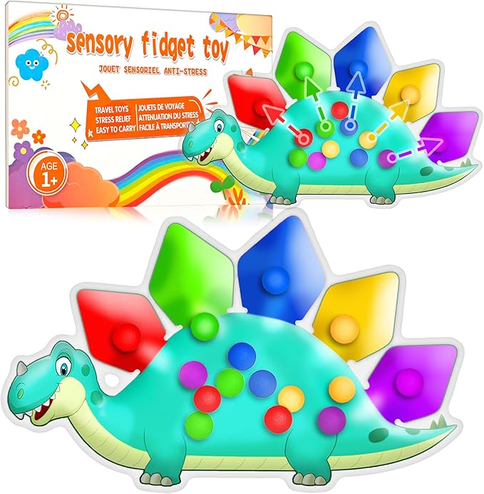 Dinosaur Color Sorting Sensory Toy Travel Toys for Toddler 1-3 Roadtrip Essenstial for Toddlers Boys Gifts Fine Motor Autism Fidget Montessori Preschool Activities for Kid Christmas Stocking Stuffer