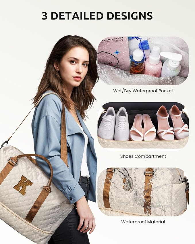 Mom Gifts-Women Birthday Gifts-Gifts for Teenage Girls-Personalized Duffle Bag with Shoe Compartment, Kids Overnight Bag,Travel Weekend Bag, Gift for Women Friend Niece Birthday (Letter A)