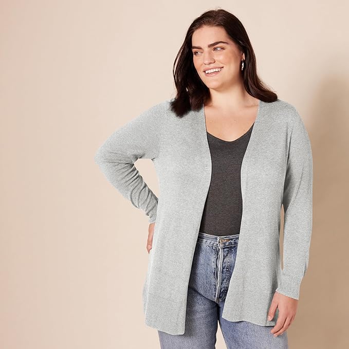 Amazon Essentials Women's Lightweight Long Sleeve Open-Front Cardigan Sweater (Available in Plus Size)