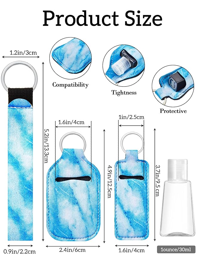 Geiserailie 40 Pcs Hand Sanitizer Keychain Holder Set Travel Bottle Holder Lipstick Case Wristlet Keychain for Women(Boho)
