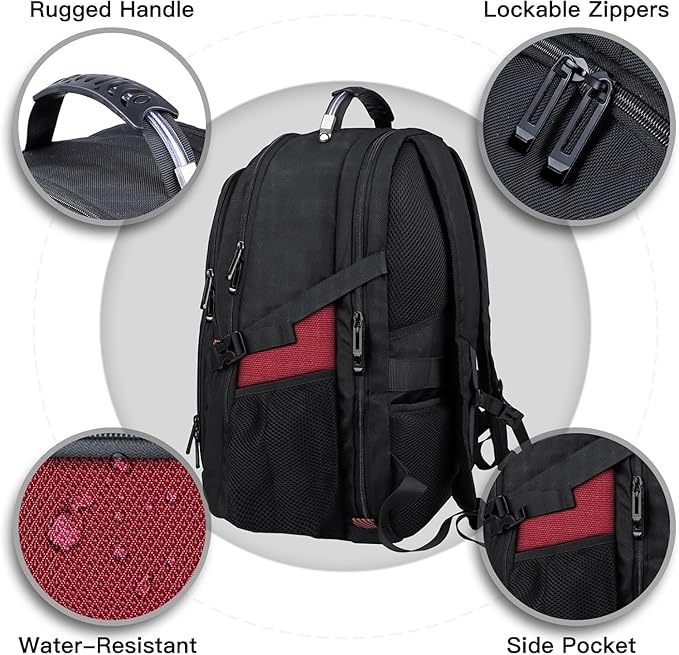 ANTERK Extra Large Backpack, Travel Laptop Backpack, Sturdy TSA Water Resistant 17.3 Inch Carry on Backpacks, Anti Theft Business Computer Backpacks Gifts for Men Women, Red