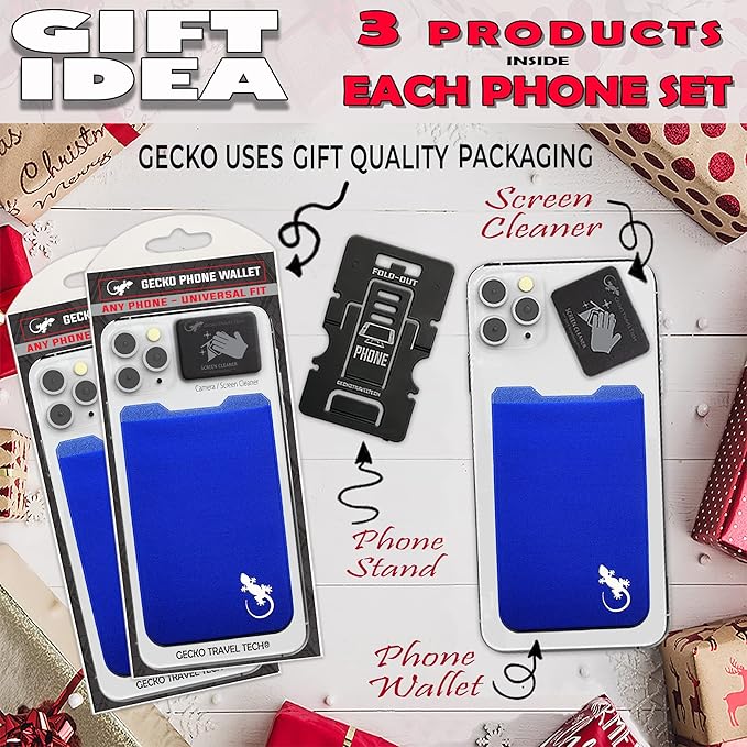 Phone Wallet - Adhesive Card Holder - Cell Phone Pouch - Stick on Lycra Pocket by Gecko - Carry Credit Cards and Cash