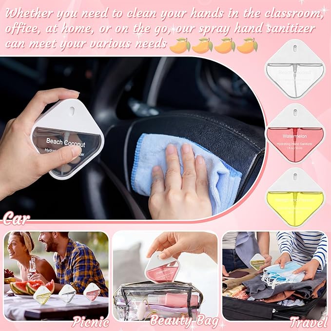 3 Pcs Power Mist Hydrating Hand Sanitizer Spray Bulk Travel Size Hand Sanitizer Spray Pocket 1 oz Square Card Bottle for Daily Use Nurse Teacher Coworker Staff Thank You Gifts for Mother's Day