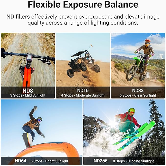 NEEWER CPL + ND Filter Set Compatible with DJI Osmo Action 6 Only, ND8/16/32/64/256 Adjustable Circular Polarizing Filter Lens Polarizer Screw On Multicoated Action Camera Accessories, FL-B109