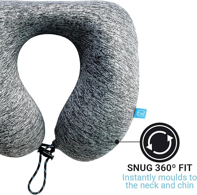 American ZZZ's Comfortable Neck Pillow, Memory Foam Travel Pillow for Uninterrupted Sleep, Ideal for Everyday Commute, Airplane, Bus, Car, and Gaming, Travel Essentials, Made in USA, Blue
