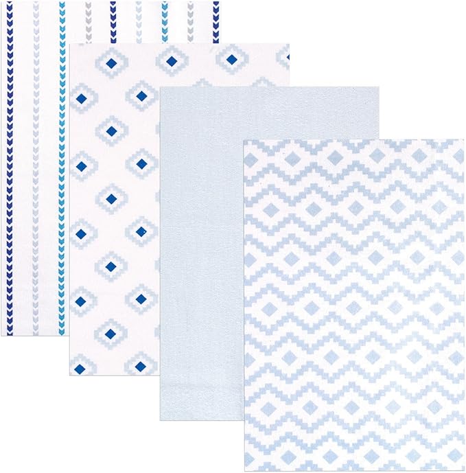 Hudson Baby Unisex Baby Cotton Flannel Receiving Blankets, Boy Modern, One Size