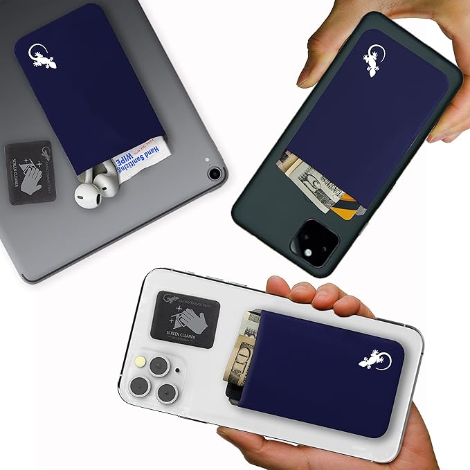 Phone Wallet - Adhesive Card Holder - Cell Phone Pouch - Stick on Lycra Pocket by Gecko - Carry Credit Cards and Cash