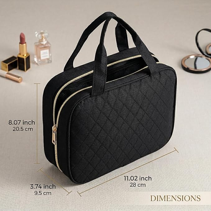 MODENGKONGJIAN Travel Toiletry Bag - Hanging Toiletry Bag for Women, Waterproof Makeup Cosmetic Bag Travel Organizer for Accessories, Shampoo, Full-size Container, Toiletries (Black)