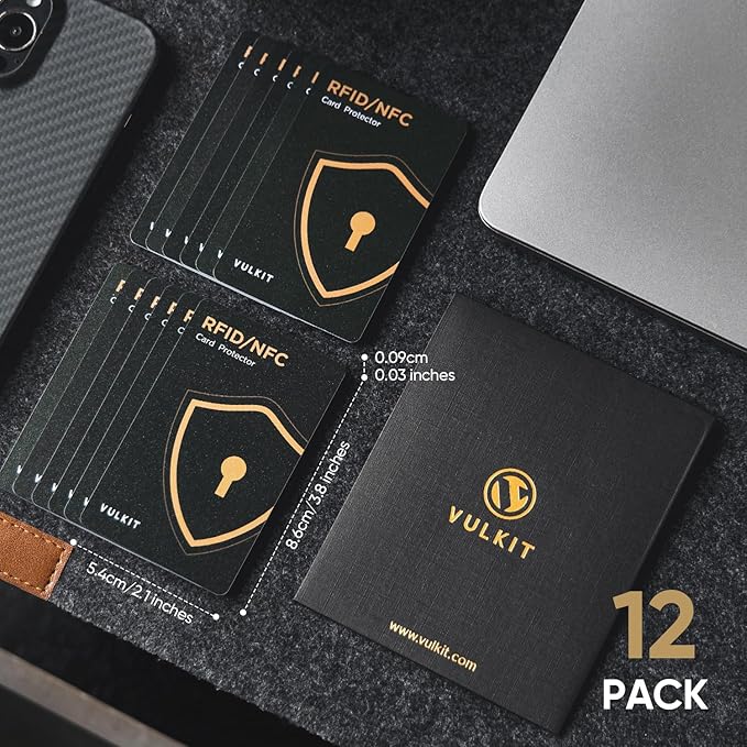 VULKIT RFID Blocking Cards 12 Pack Credit Card Protectors NFC Contactless Cards Protection for Business & Travel Wallet