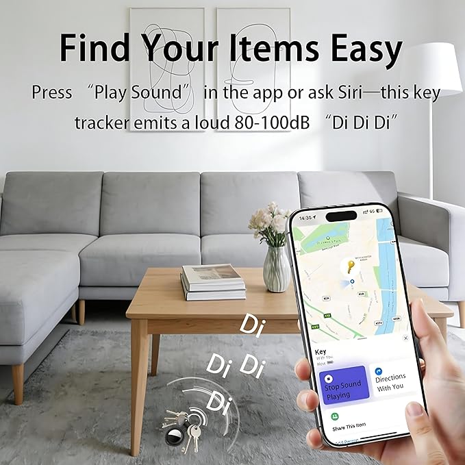 4 Pack Tracker Tags [Apple MFi Certified] Work with Apple Find My(iOS Only) Bluetooth Smart Tags Key Item Finder Waterproof Worldwide Replaceable Battery Tracking for Wallet Pets Backpack Dogs Luggage