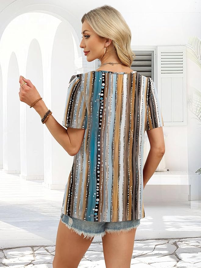 WIHOLL Womens Summer Tops Short Sleeve Shirts Square Neck Spring Outfits 2026 Fashion Clothing Blouses