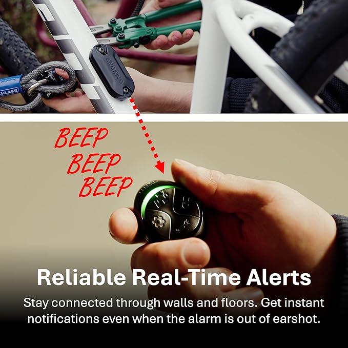 Dual Alert Guardian Alarm System with Alarm Remote -110dB Vibration Siren & 800ft Wireless Theft Alert- Discreet, Tamper & Weather Resistant, Simple Mount for Bike, Motorcycle, Camping, Camera & More
