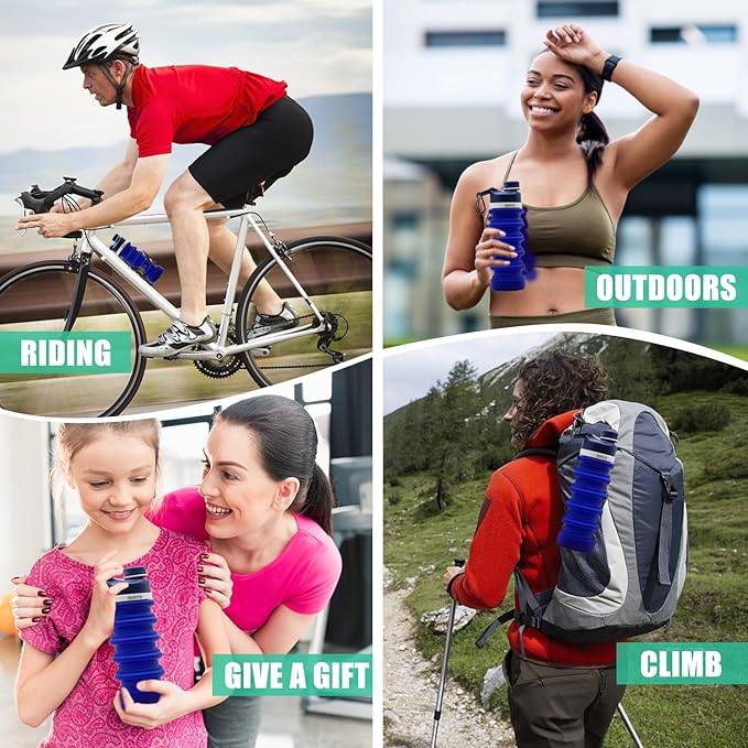 ONTA Collapsible BPA Free Silicone Water Bottle, 20oz - Portable, Leakproof, Easy Clean, Shatter Resistant, Travel Friendly