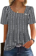 WIHOLL Womens Summer Tops Short Sleeve Shirts Square Neck Spring Outfits 2026 Fashion Clothing Blouses