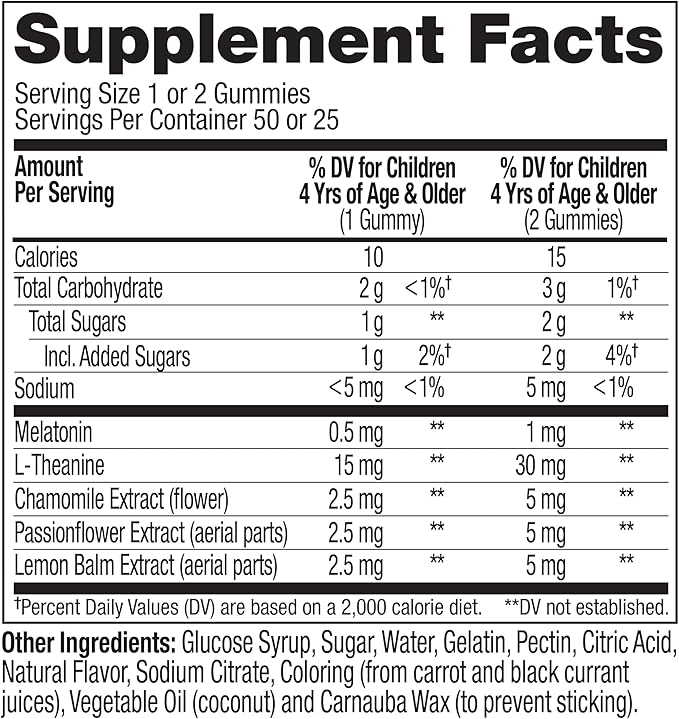 OLLY Kids Sleep Gummy, Occasional Sleep Support,* 0.5mg Melatonin, L-Theanine, Raspberry Flavored, 50 or 25 Day Supply - 50 Count