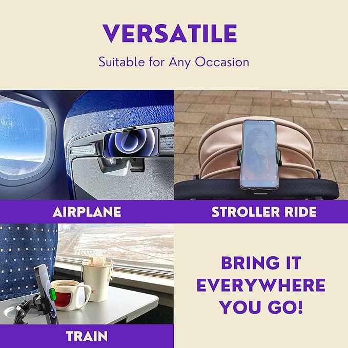 Airplane Phone Holder Mount - 360 Universal in-Flight Airplane Phone Mount - Travel Phone Holder for Airplane - Phone Holder Plane Travel - Phone Holder for Airplane Seat Back