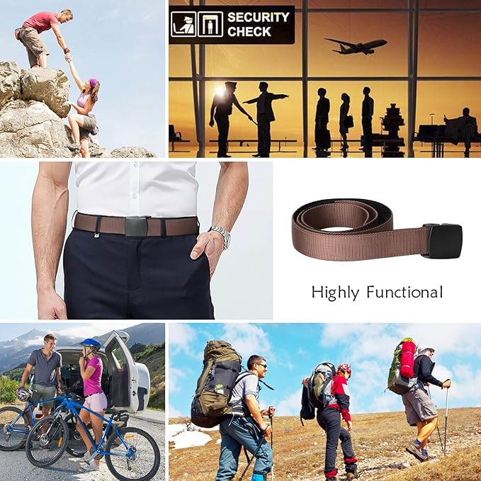 SUOSDEY Travel Money Belt, Nylon Hidden Money Pocket Belt with Plastic Buckle